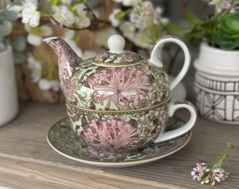 Té para uno - Juego de té de porcelana con forma de madreselva William Morris