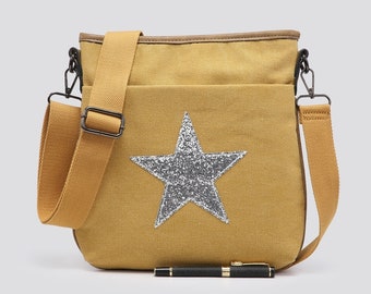 Flat Star Cross Body Messenger Bag - Yellow