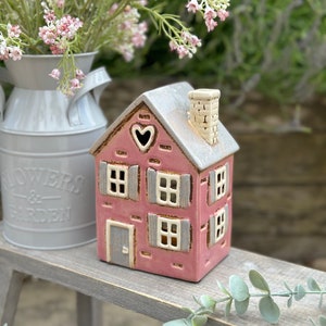 Traditional Pink Country Garden House Candle Holder