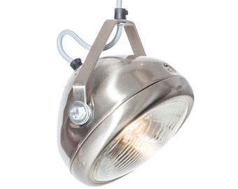 No.5 vintage headlight in silver – hanging lamp – spotlight - industrial lighting