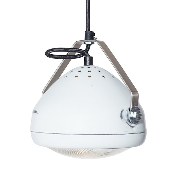 No.5 vintage headlight in white – hanging lamp – spotlight - industrial lighting