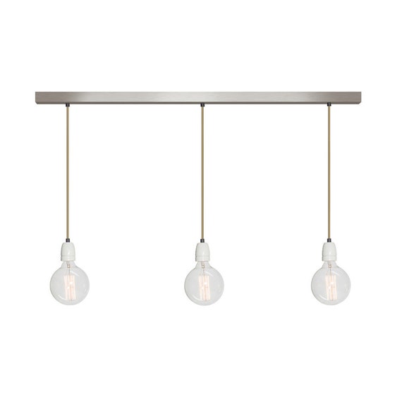 kussen Onleesbaar Conceit No.11 Hanging Lamp Bar 3 Lights RVS - Etsy