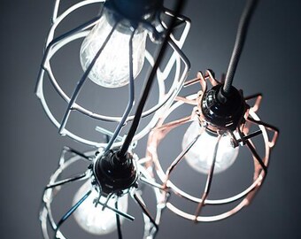 No.15 Industrial Pendant in silver - Cage Lamp