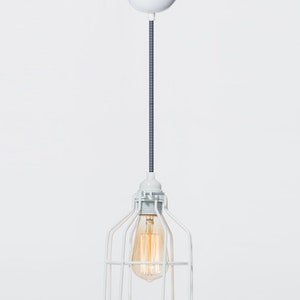 No.15 Industrial Pendant in white Cage Lamp image 2