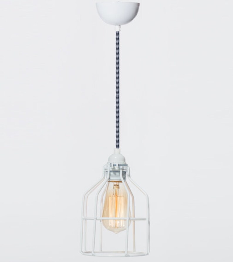 No.15 Industrial Pendant in white Cage Lamp image 2