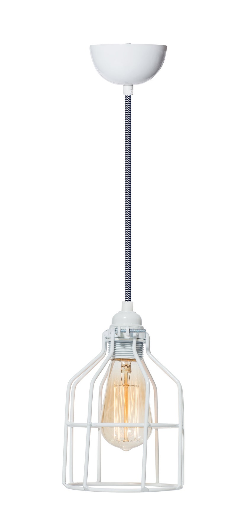 No.15 Industrial Pendant in white Cage Lamp image 1