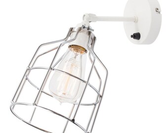 No.15 Wall lamp White with Silver cage