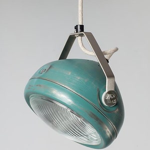 No.5 vintage headlight in aqua hanging lamp spotlight industrial lighting image 1