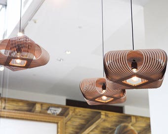 No.39 Ovals pendant lamp - lasercut wood - unique Dutch design hanging lamp