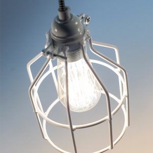 No.15 Industrial Pendant in white Cage Lamp image 4