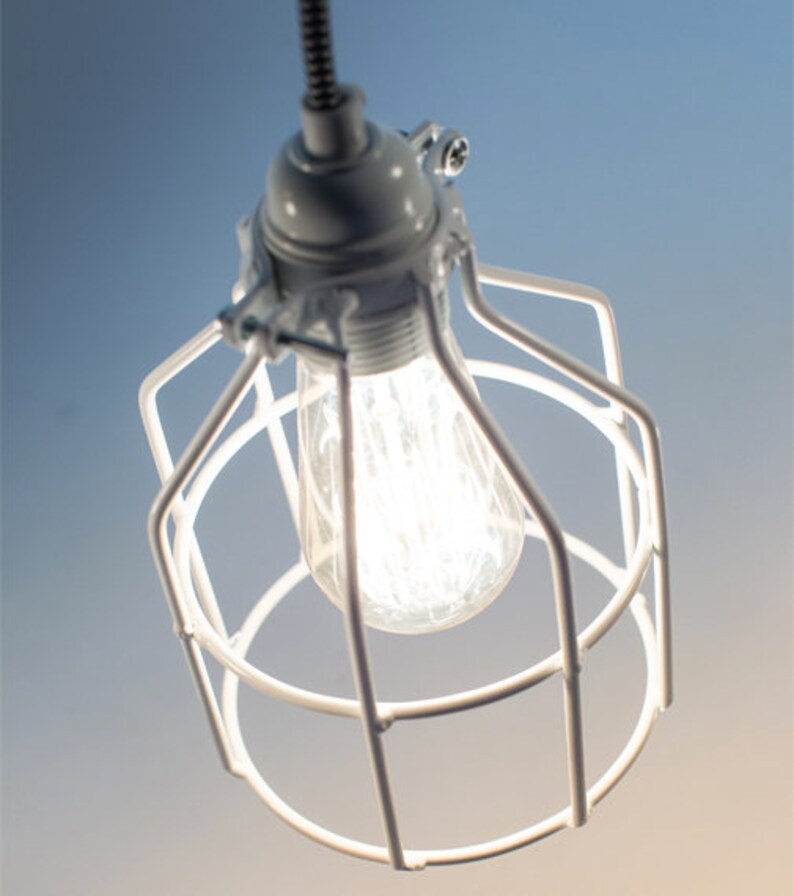 No.15 Industrial Pendant in white Cage Lamp image 4