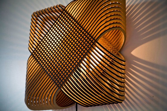 No.39 Ovals Wall Lamp Wall Light - Lasercut Wood - Minimal Design