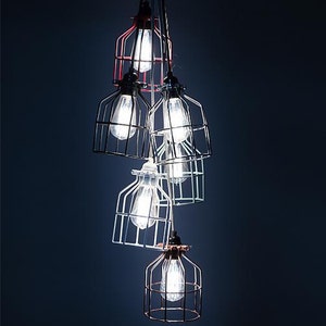 No.15 Industrial Pendant in white Cage Lamp image 7