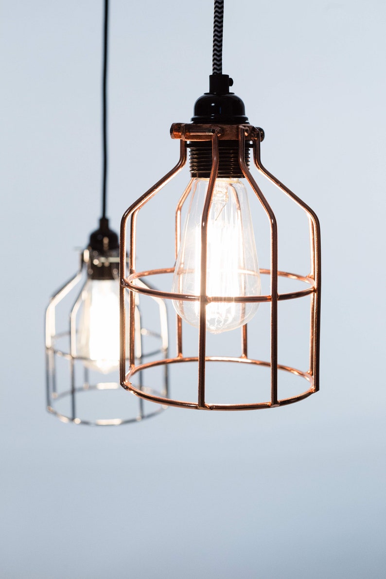 No.15 Industrial Pendant in white Cage Lamp image 8