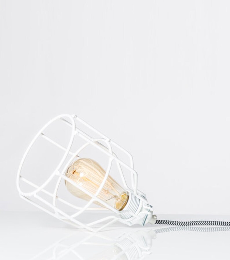 No.15 Industrial Pendant in white Cage Lamp image 3