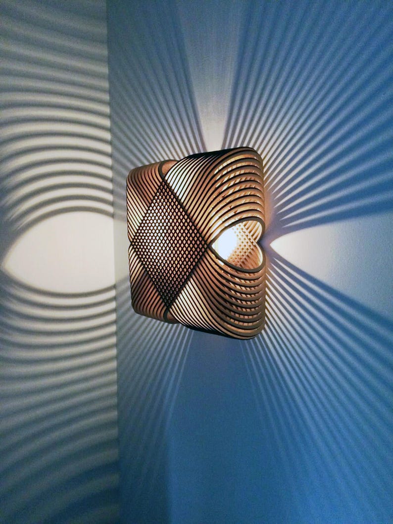 No.39 Ovals wall lamp wall light lasercut wood minimal design Dutch design made in Holland image 1