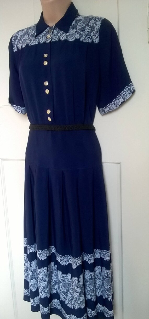navy blue crepe dress