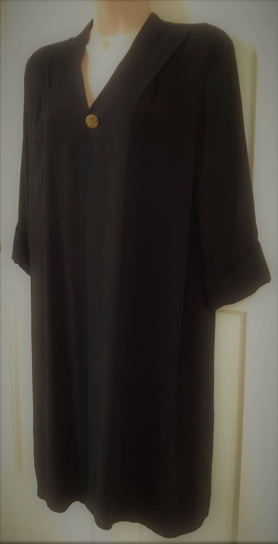 Original 30s/40s Black Coat dress in crepe de Chin