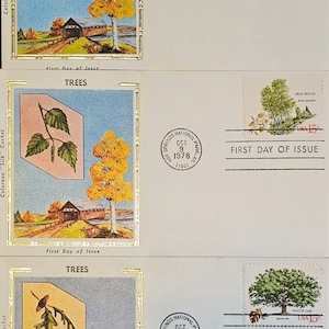 Trees Set of 9 Colorano Silk Cachet USA First Day Covers rare HTF
