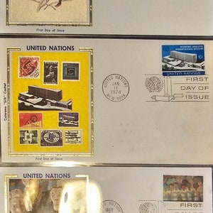 The United Nations Set of 7 Colorano Silk Cachet USA First Day Covers