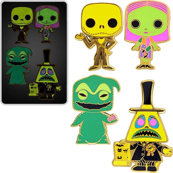 The Nightmare Before Christmas Black Light Pin 4-Pack Set