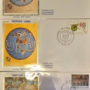 The Nations Unies Set of 9 Colorano Silk Cachet USA First Day Covers rare HTF