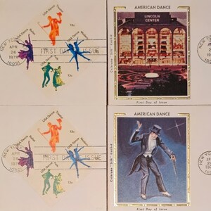 American dance  Set of 10 Colorano Silk Cachet USA First Day Covers