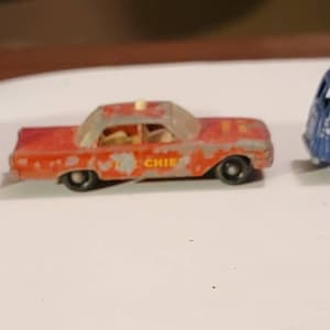 Lesney airport crash tender, tippax refuse collector, Ford Fairlane fire chief