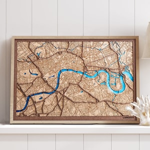 Aangepaste stadsplattegrond. Cualquier ciudad grabada en madera y cortada a laser. Wereldkaart op lasergesneden hout. Mapa personalizado ciudad