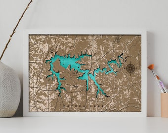 Laser Cut Wood Lake Map - Any Lake map - wood anniversary gift idea. Personalized gifts. 5th Anniversary gift. christmas gift