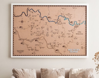 Red River Gorge Laser Wood City Wooden Map Laser Engraved Custom Map Art Wood Map Laser Wood Map Red River Gorge Map. Custom map print