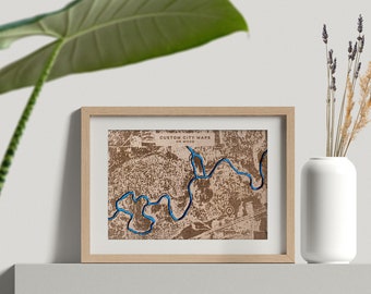 City Wood Map Laser Cut Custom Map Streets City 3d Wooden Maps Travel Wall Art - Birthday 5th Anniversary Gift Wedding Gifts. Wall decor