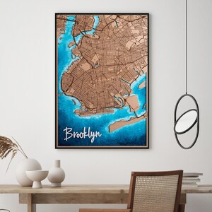 Décoration en bois au laser, carte en bois de la ville, carte personnalisée gravée au laser, carte en bois d'art, carte de l'Europe en bois au laser, carte en bois personnalisée. Brooklyn. cadeau meilleur ami