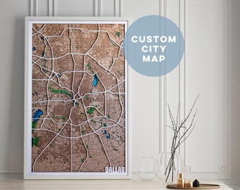 3D Multilayer City Map | 3D City wood Map | 5th anniversary gift | Wooden Map | Gift for her | 4 Layers Frame | Dallas map | Perfect gift