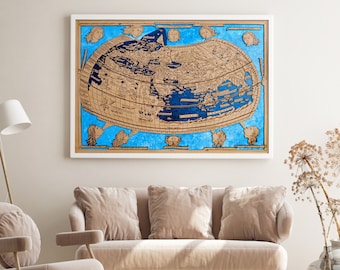 プトレマイオスの世界地図、中世の木製壁装飾 - Etsy 日本