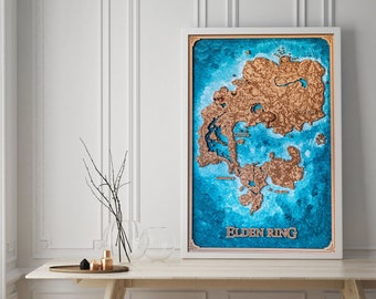 Elden Ring wood map, gift for him, Elden Ring map, custom fantasy map, the lands between map, Aged, Handmade, Authentic Gift, Gamer gift
