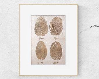 Family fingerprints. Picture to decorate wall. Original wood art. Portrait fingerprints. Mom gift. Personalized gifts. Custom wood engraving