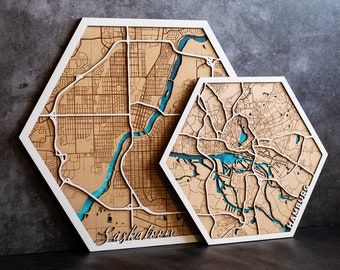 3D Multilayer City Map | 3D City wood Map | 5th anniversary gift | Wooden Map | Gift for her | 3 Layers Frame | Laser Cut | Perfect gift |