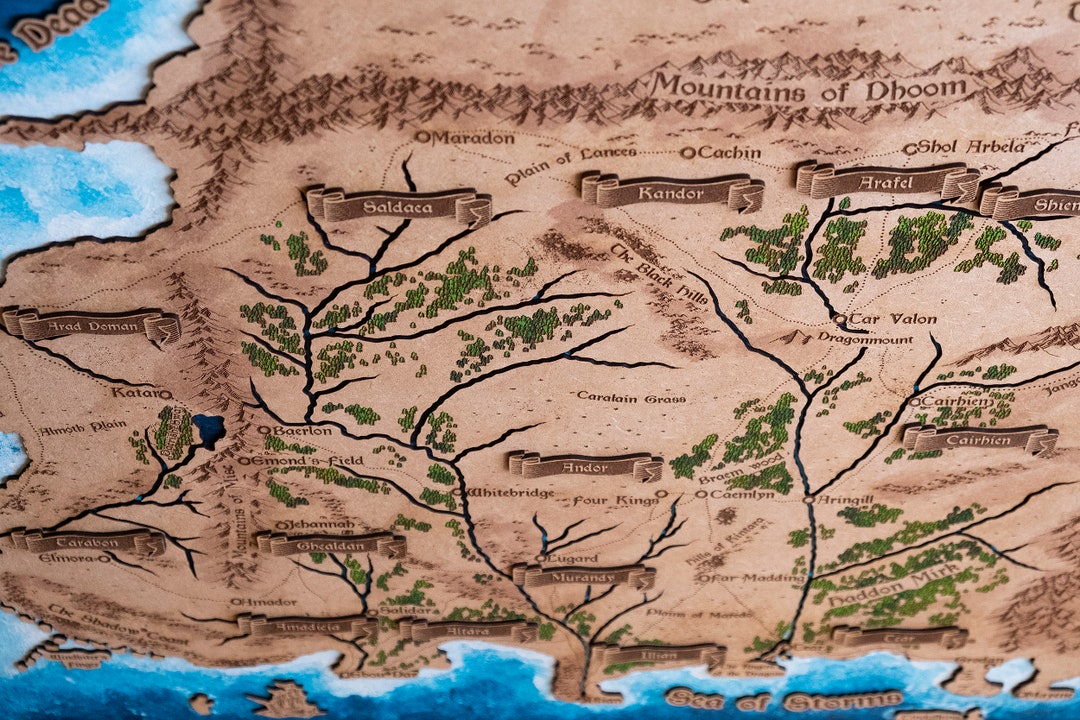 The Wheel of Time Map, the Westlands, Wall Map. the Wheel of Time Wood