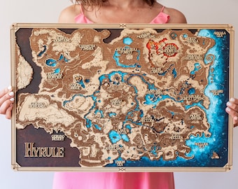 Full Map Of Hyrule Hyrule Map Wood 3D Zelda Game Maphyrule. Legend Of Zelda | Etsy