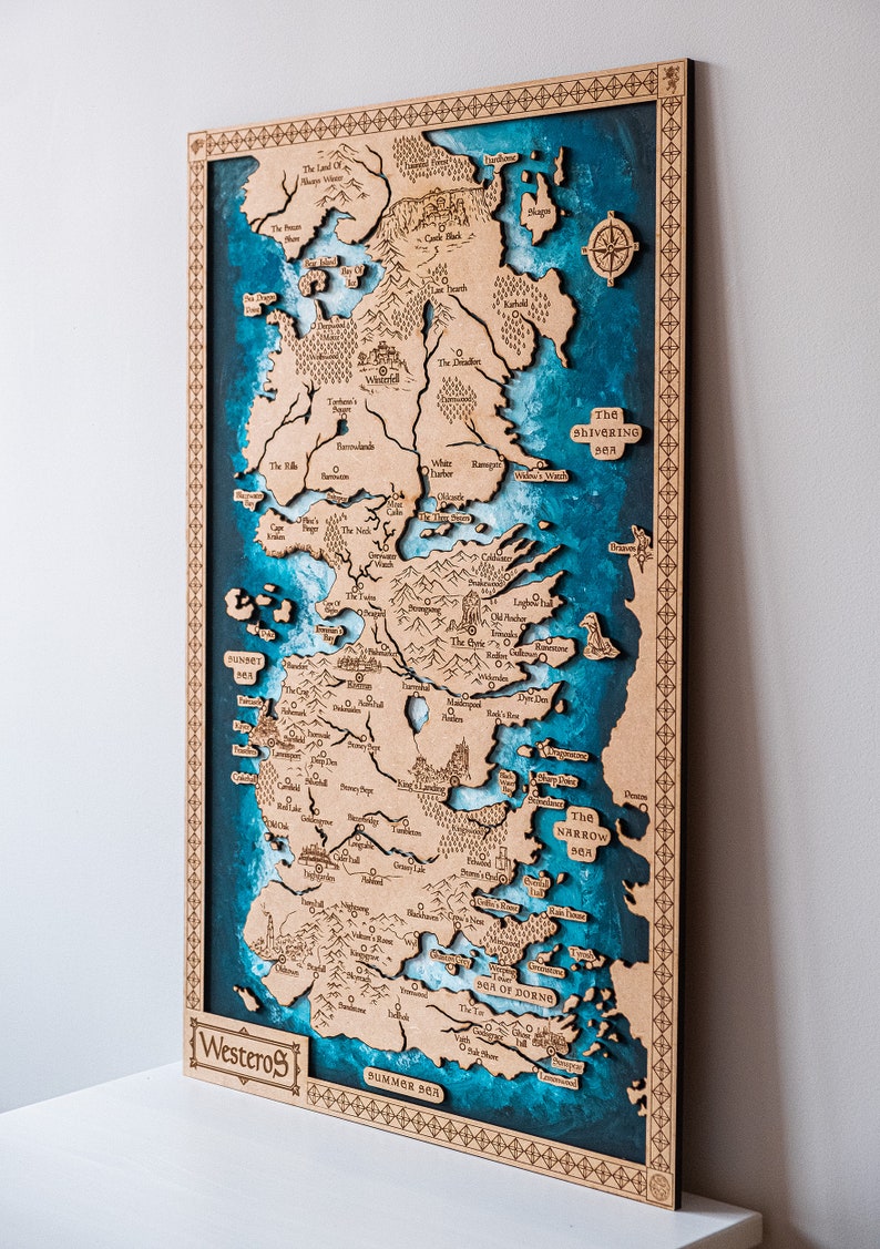 Buy Westeros Map Wood Game of Thrones Map Game Os Thrones Essos Online