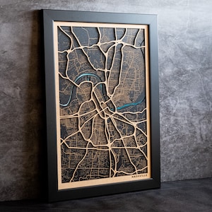 Wooden Map of Any City in the World,  5th Anniversary Birthday Wedding, Wood hand painted map. Unique Personalized Gift for Housewarming,