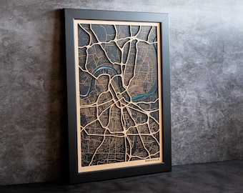 Wooden Map of Any City in the World,  5th Anniversary Birthday Wedding, Wood hand painted map. Unique Personalized Gift for Housewarming,