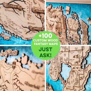 Cartes fantastiques en bois. Nous créons votre carte fantastique préférée en bois. Cadeau du 5e anniversaire, carte fantastique. Cartes laser 3D multicouches peintes à la main