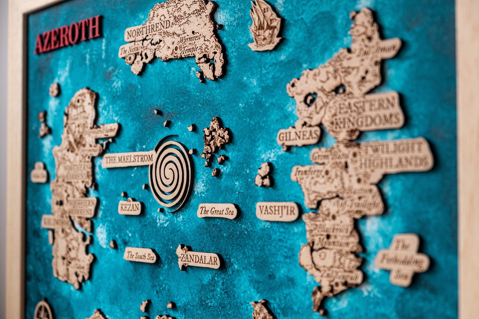 Azeroth Map Wood World of Warcraft Map Azeroth World of Etsy