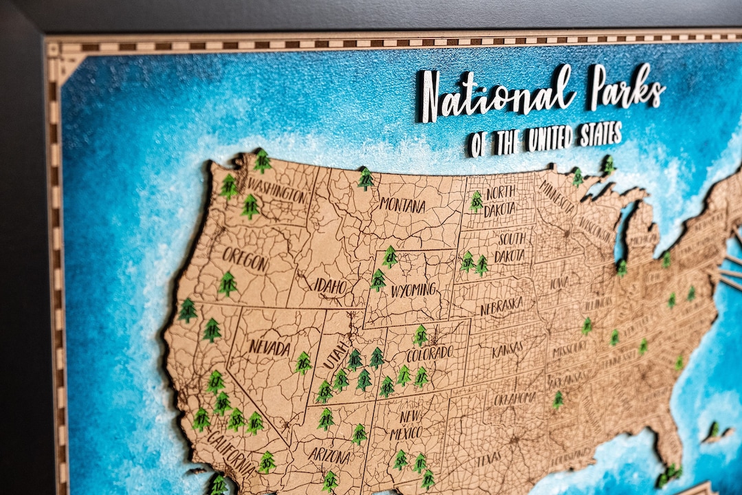 Custom US National Parks Travel Map, National Parks Marker