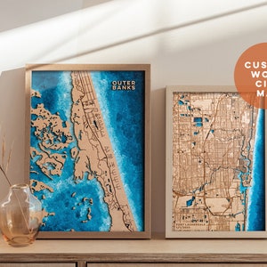 Mappe personalizzate della città su legno - Qualsiasi città del mondo - Regalo di Natale - Mappa della città in legno. Arte del legno. Regali personalizzati. Regalo per il 5° anniversario