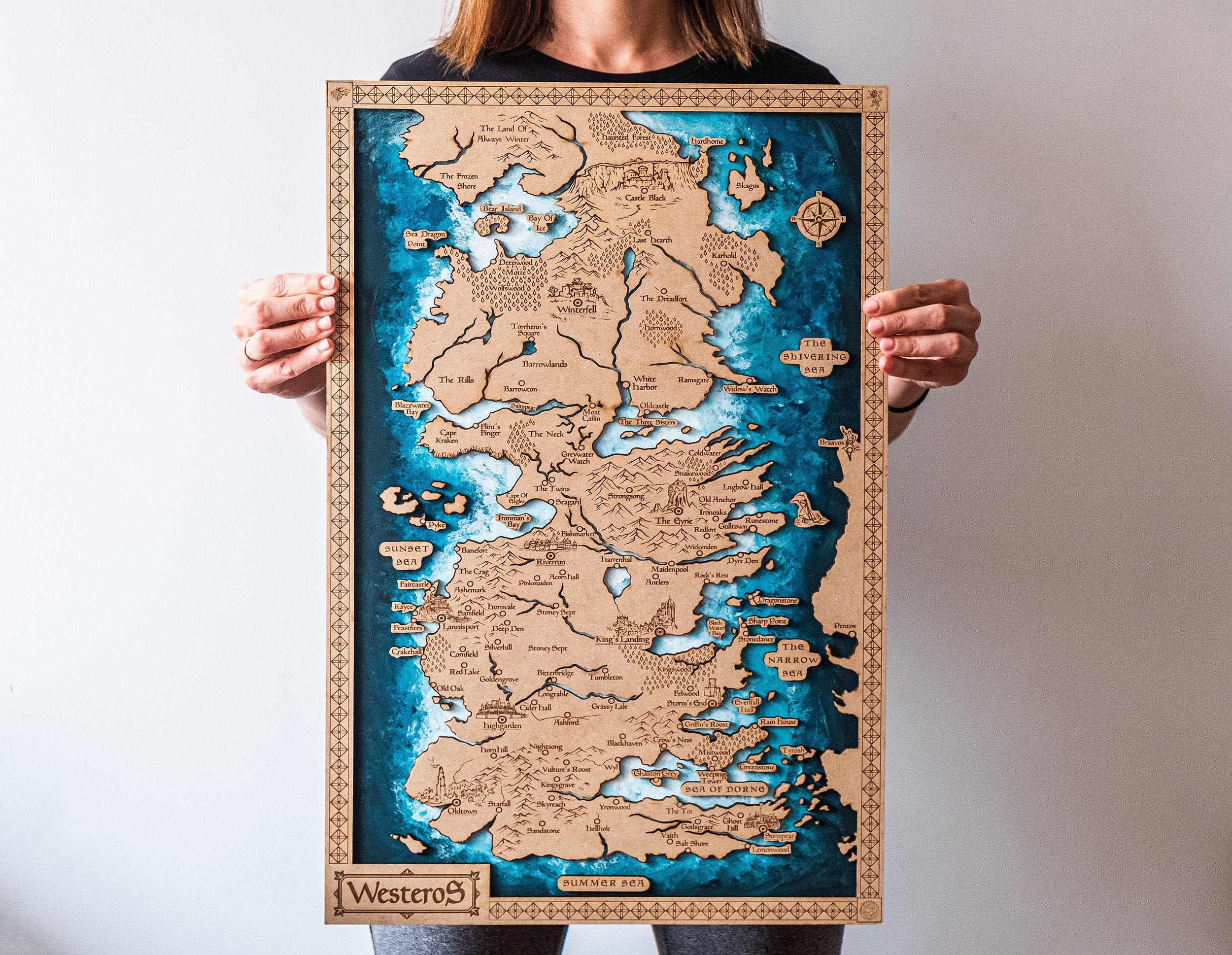 Mapa de madera de Westeros regalo para él mapa de GoT GoT - Etsy España