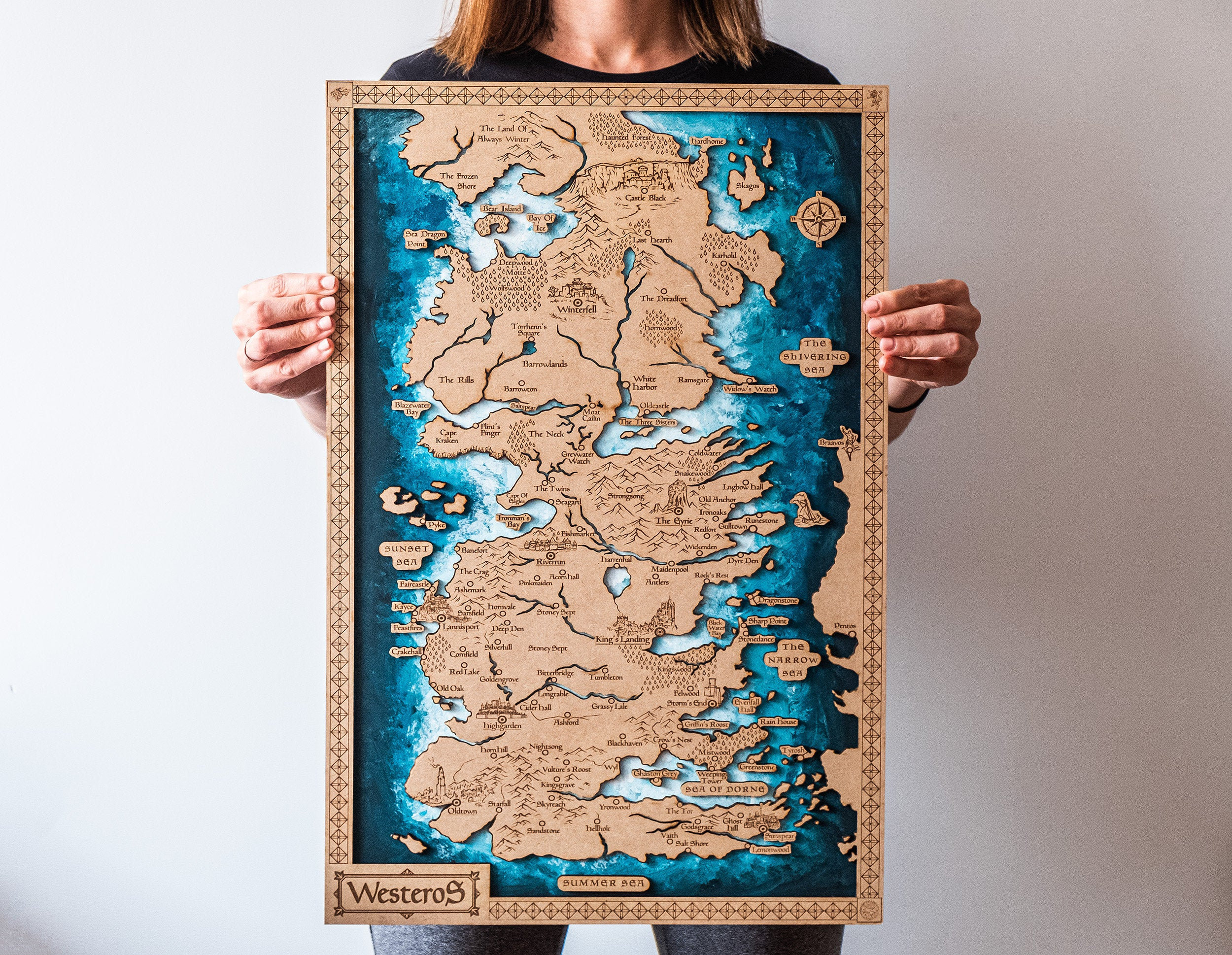 Westeros Map wood, Game of Thrones map, Game os Thrones, Essos map
