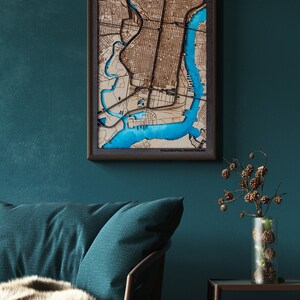 First New Home Gift for Couple House Wood Map Poster Custom City Map Wood Frame Canvas Personalized Anniversary Gift for Him Push Pin Maps image 6